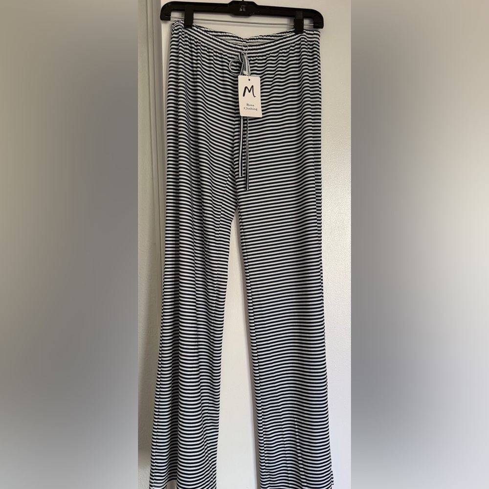 Black and White Striped Women's Pants